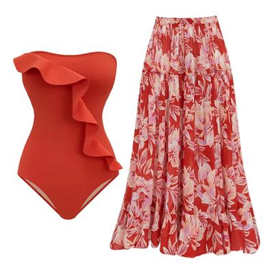 Новый сексуальный цельный купальник с открытой спиной для женщин, обтягивающий французский ретро-сетчатый купальник с юбкой