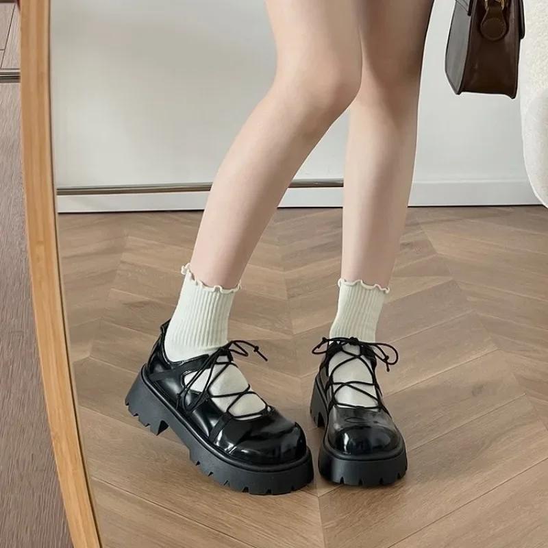 Women's Shoes 2024 Solid Color Round Toe Fashionable Women's Shoes Shallow Mouth Thick Sole Professional Women's Shoes Mary Jane