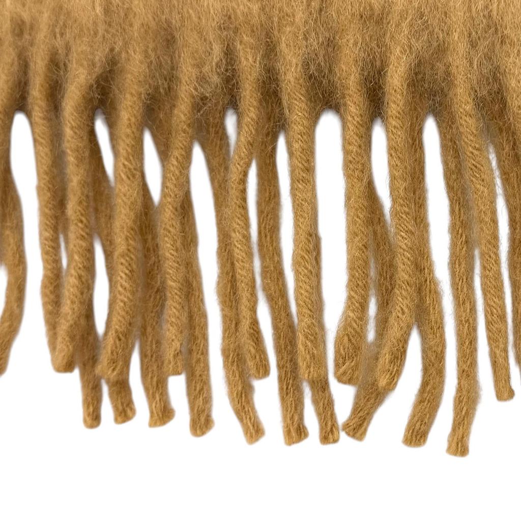 Excellent LOEWE Scarf Fringe with Anagram leather patch Brown mohair Women Used