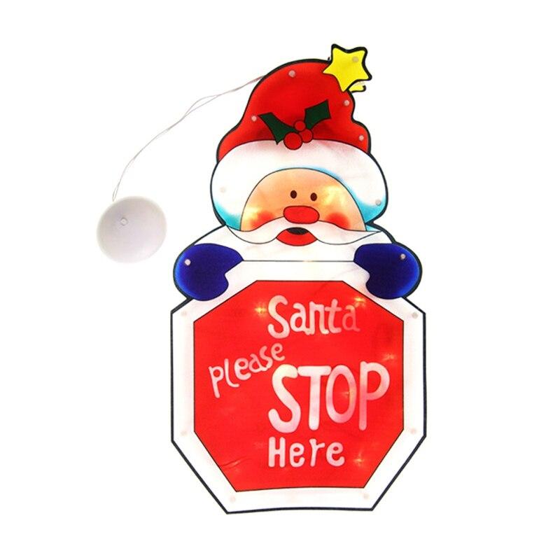 Рождественский светодиодный оконный подвесной светильник на присоске Лось Санта-Снеговик Рождественская елка Праздничная лампа Веселого Рождества светодиодные лампы для дома