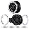TRZX Metal 1.9" Beadlock Wheels, RC Wheel Rims and Hubs for 1/10 RC Crawlers, TRX4, TRX6, Axial, SCX10, 90046 Upgrade (4 Pieces, Black + Silver)