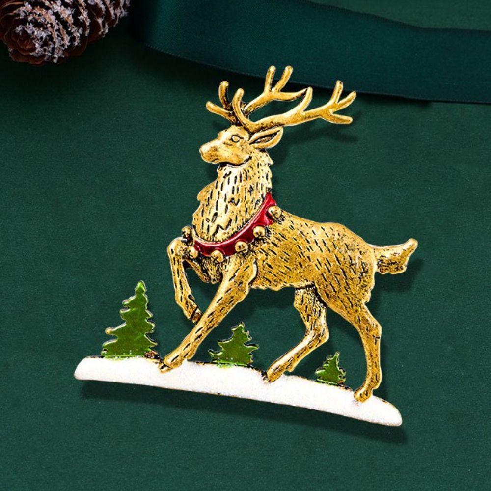 Snowflake Christmas Elk Breastpin Mistletoe Wreath Merry Christmas Decor Gift