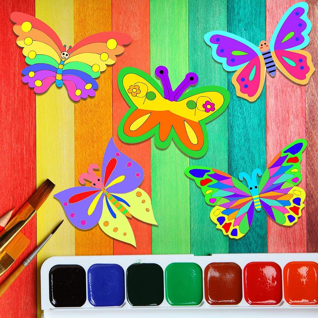 25pcs Unfinished Wooden Butterflies | Kids Art Supplies for Painting | Montessori Craft Kit  Home Decor