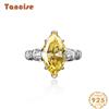 Tancise 8*14 Jewelry S925 Silver Zircon Ring Simple 6 Carat Horse Eye Women's Ring