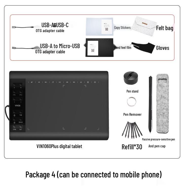 Цифровой графический планшет VINSA Wencai 1060Plus с поддержкой Android