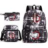 New Schoolbag Animation Three-piece Set Heat Transfer Schoolbag Small Shoulder Pencil Bag Primary and Secondary School Students Backpack