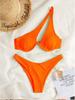 2025 Лето Разноцветный Купальник бикини треугольник на одно плечо с косточками