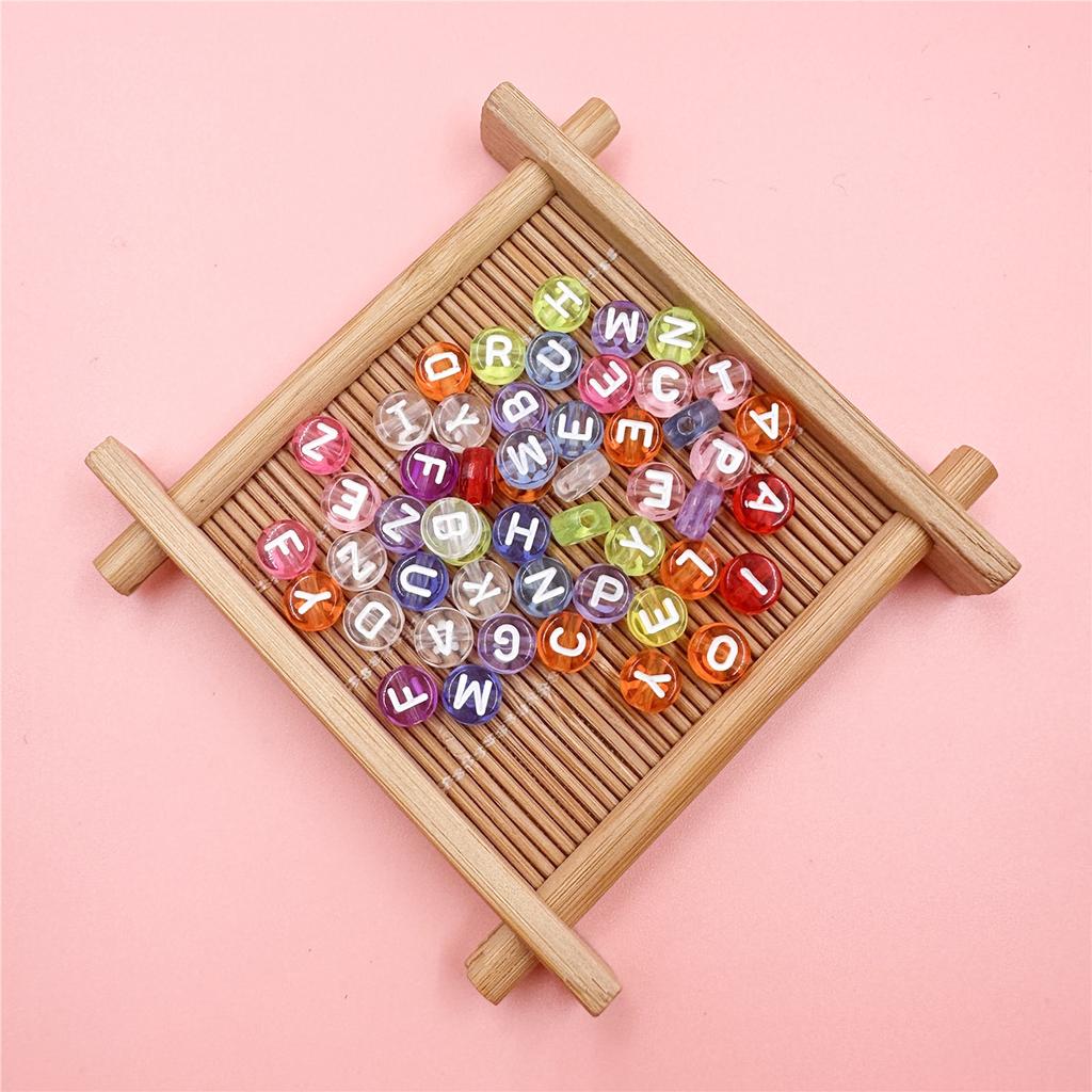 100Pcs 7mm DIY Crafts Transparent Letter For Jewelry Making Loose Beads Necklace Bracelet Pendant Wholesale