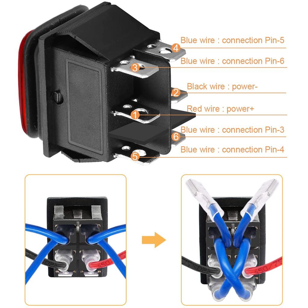 Кулисный переключатель 6-контактный 3-позиционный реверсивный переключатель постоянного тока 12 В 10 А переключатель управления двигателем водонепроницаемый для автомобиля кнопка лодки с проводом 2 шт.