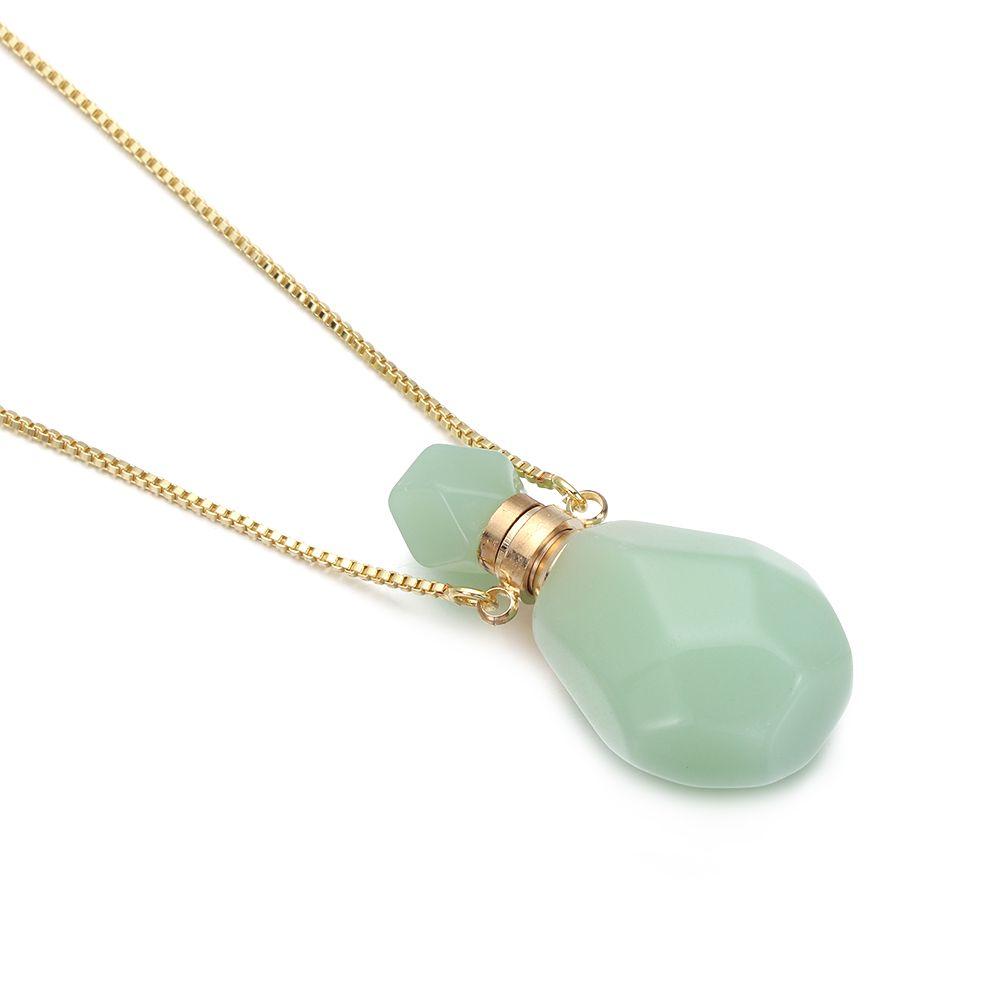 Форма капли воды масляный диффузор флакон флакон духов кулон натуральный камень ожерелье ювелирные изделия подарок