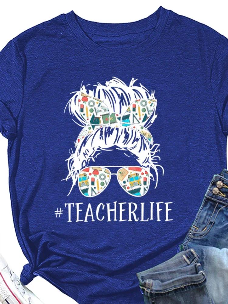 TEACHERLIFE Женская футболка с принтом черепа, с коротким рукавом, с круглым вырезом, свободная, женская футболка, женская футболка, топы, camisetas mujer