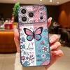 Blue Pink Butterfly Floral Pattern For iPhone 17 Pro Max Funda iPhone 16 15 14 13 Pro Max Skin Feeling Magnetic For Magsafe Shockproof Bumper Cover