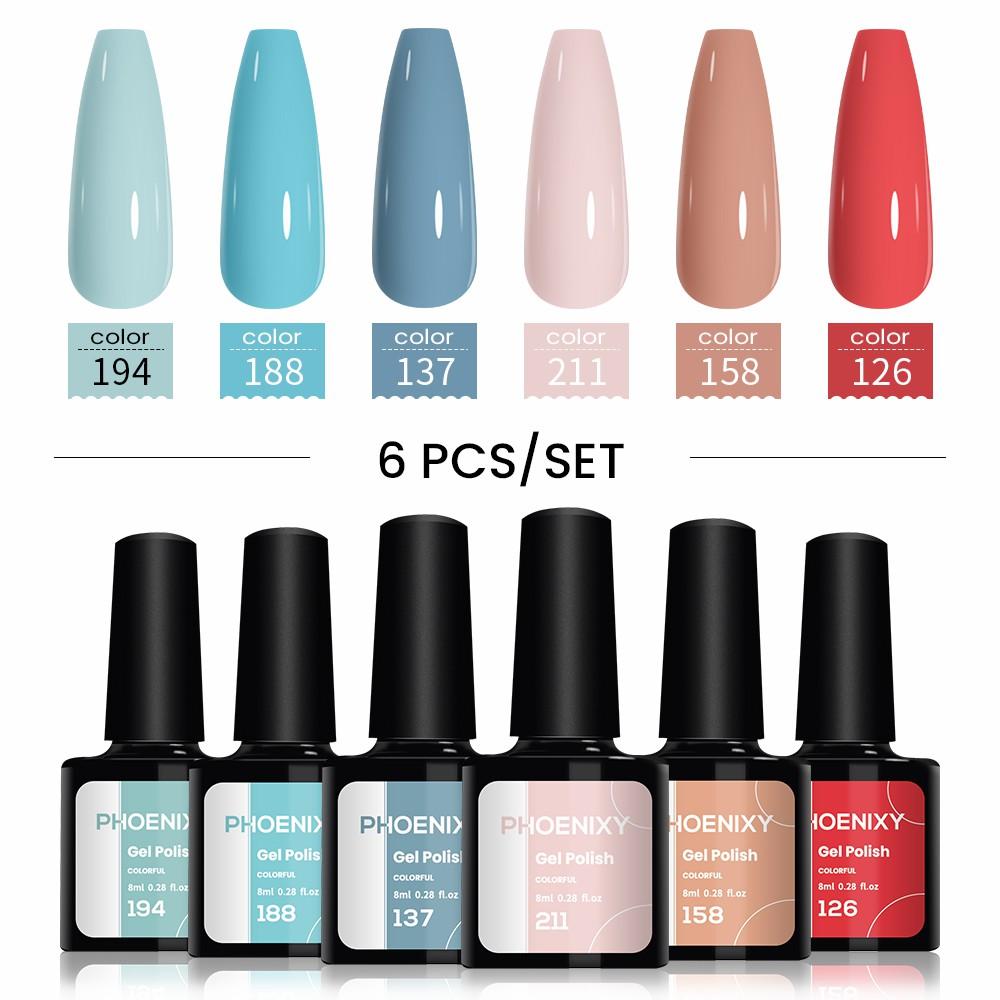 PHOENIXY 6/10/12/13/18/20 шт., набор цветных гель-лаков для ногтей, набор гелей для замачивания с чистым цветом для дизайна ногтей, стартовый набор для начинающих, сделай сам дома