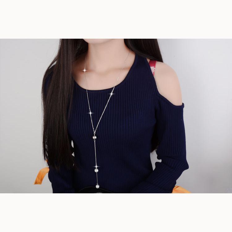 Fashion Elegant Necklace Accessories Female Pearl Sweater Chain Long Versatile Autumn and Winter Items of Jewelry