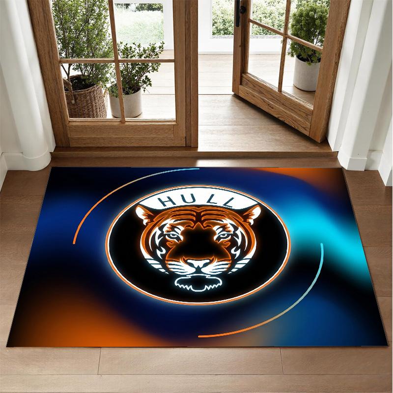Hull City Football Design Crystal Velvet Rug Soft Decorative Mat for Bedroom Entrance