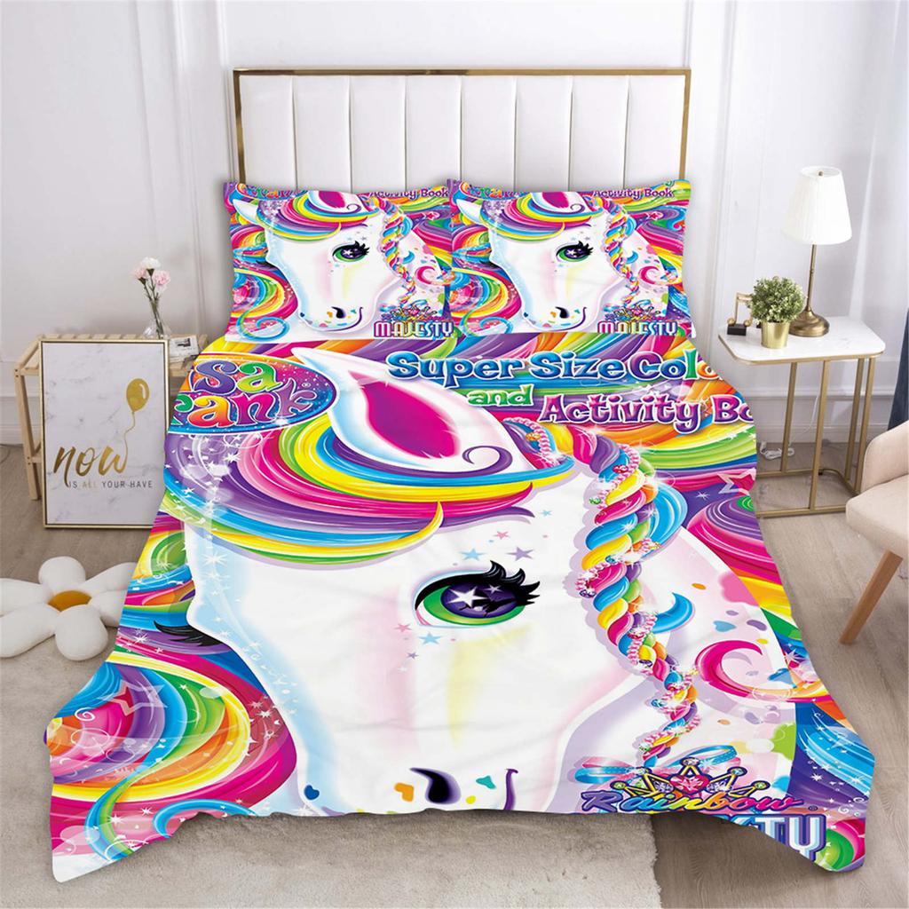 Cartoon Quilt Cover Rainbow Unicorn Anime Children Set Queen And Twin Size Bedding Grade A Printed Comforter King