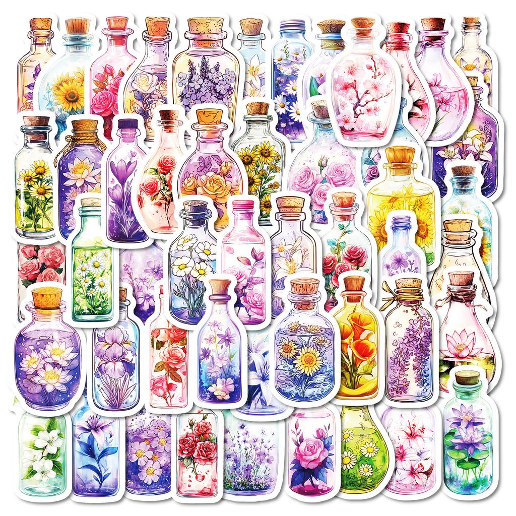 50 Creative Flowers World Graffiti Stickers Diy Skateboard Refrigerator