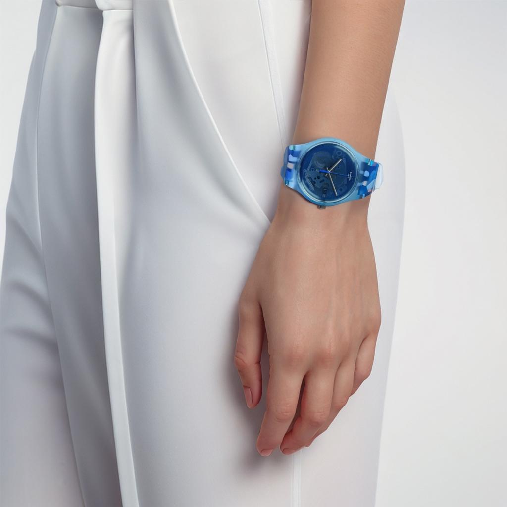 Swatch Унисекс 41 мм Синие часы SUOZ215 SUOZ215