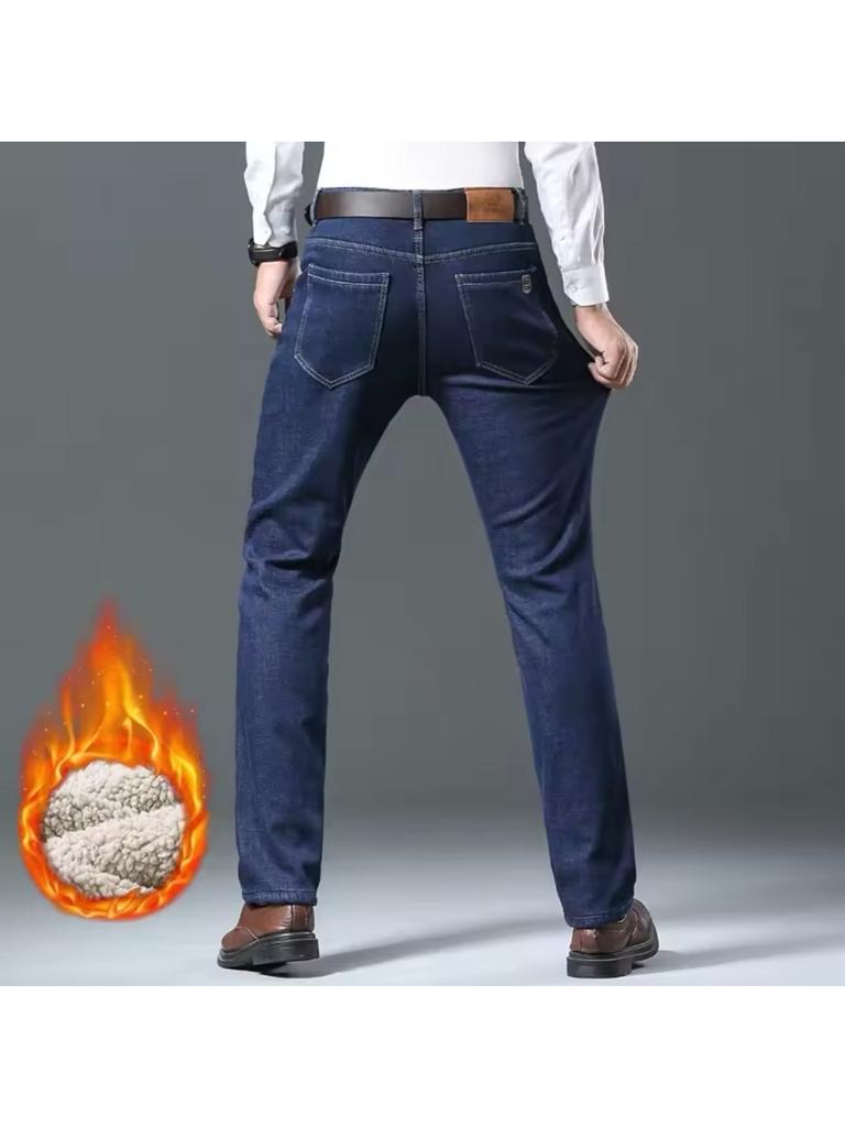 RogueWave Winter Lamb Fluff Denim Straight Pants Thicken Big Size Jeans High Waist Stretch Jeansy Fleece Lined Warm Slim Vaqueros