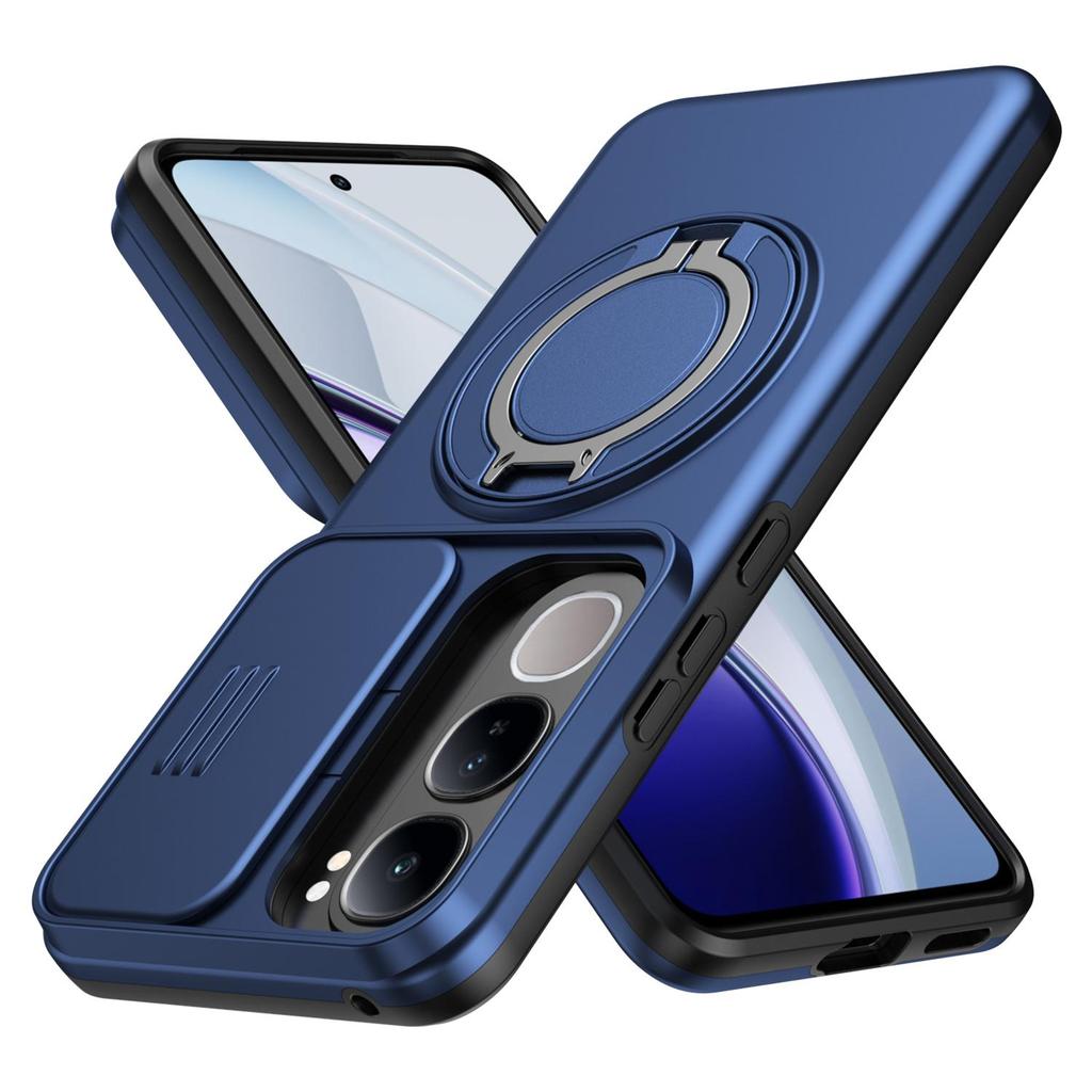 Slide Camera Lens Protector Case for Vivo V40 Lite Built-in 360° Rotatable Ring Kickstand