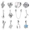 Original 925 Sterling Copper Charm Bead Love Music Note Piano Pendant Charms Fit Brand Bracelets Necklaces Women Diy Zircon