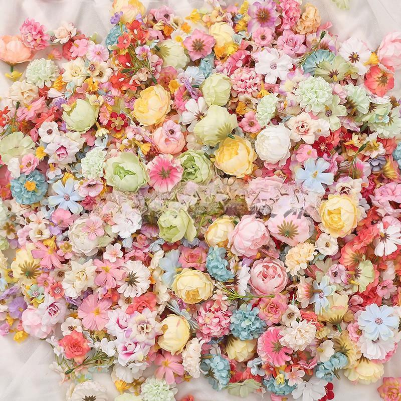 Набор шелковых смешанных материалов с имитацией мелких цветов для изготовления свадебного венка или головного убора ручной работы.