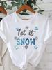 (Asian Size) New Year Tee Merry Christmas Festival O-neck Clothing Women's Top Style Letter Snowflake T Print Fashion Ladies Graphic T-shirts