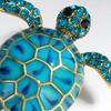 Sea Turtle Brooch Oil-Dripping Rhinestone Animal Shape Retro Personality Gift Men Business Suit
