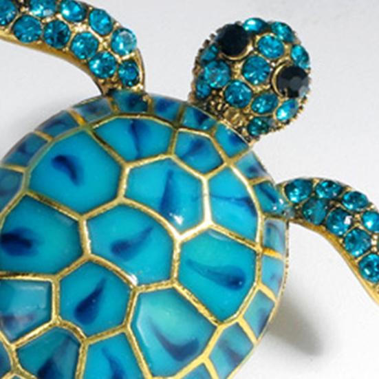 Sea Turtle Brooch Oil-Dripping Rhinestone Animal Shape Retro Personality Gift Men Business Suit