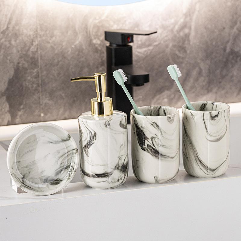 Креативная керамическая бутылочка для лосьона с чернилами, стакан для зубной щетки, мыльница, аксессуары для ванной комнаты, современный дозатор для мыла, чашка для полоскания рта для пары, подарок