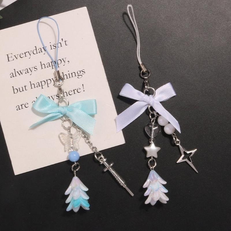 Stylish Butterfly Bag Charm Trendy Bowknot Keychain Phone Charm Keyrings Cool Keychain Acrylic Material for Party Daily