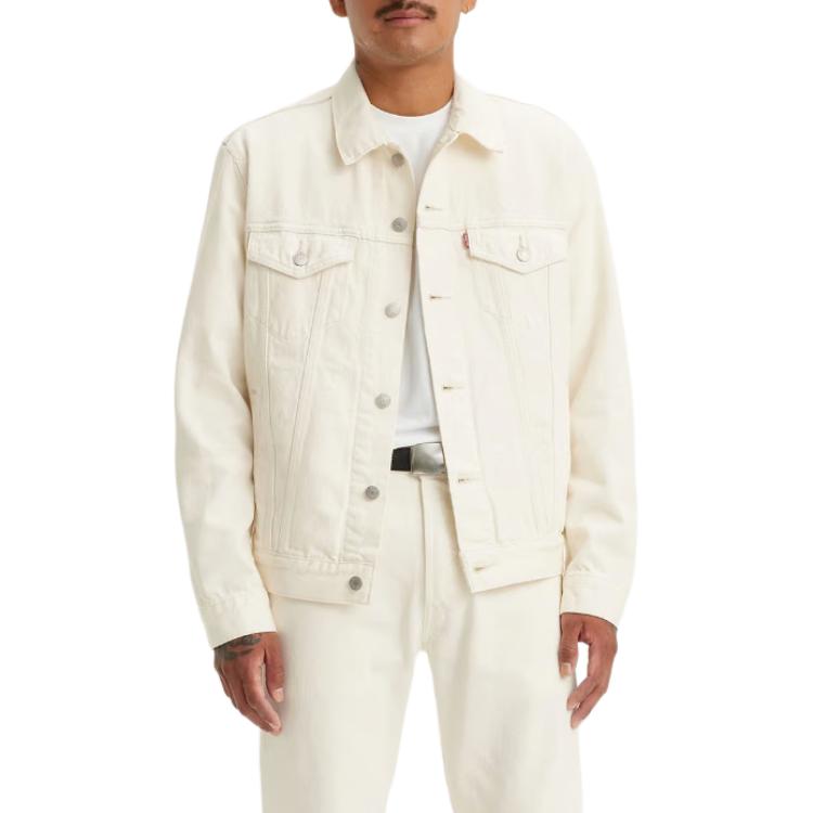 Куртка дальнобойщика Levis однотонная с лацканами однобортная приталенная с длинными рукавами мужская куртка Белый 72334-0433