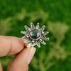 Womens Day Deal 925 Sterling Silver Natural Labradorite Flower Stackable Ring