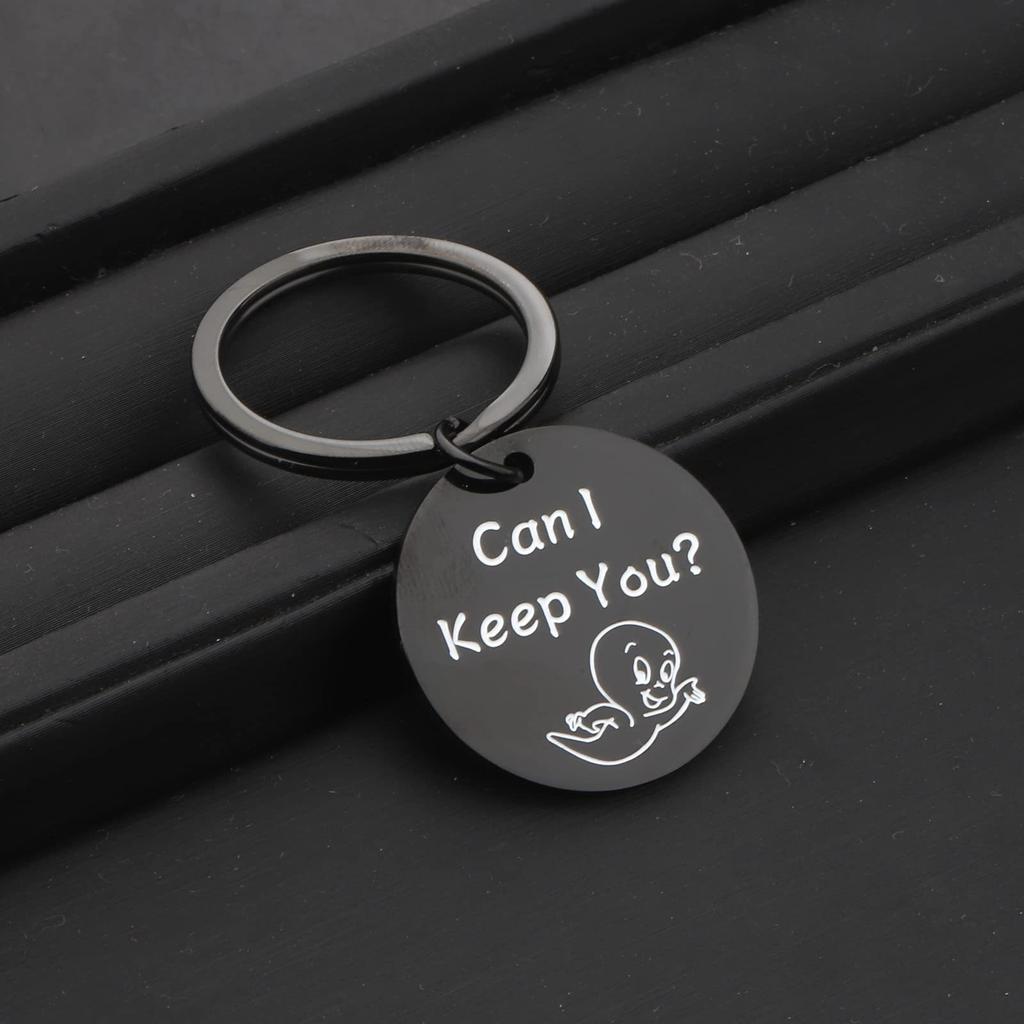 Halloween Ghost Stainless Steel Keychain Can I Keep You Design Cute Cartoon Style Practical Party Backpack Pendant