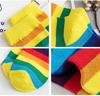 Fashion Women Elasticity Sweat Sports Long Sock Retro Harajuku Rainbow Striped Cotton Socks