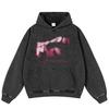 Streetwear Retro Graffiti Graphic Washed Black Oversized Unisex Y2K Hoodie