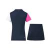 Li Ning Badminton Series Quick-Dry Training Competition Short Sleeve T-Shirt Skirt Set Summer Women Tops Deep-Navy-Blue AATS008-2