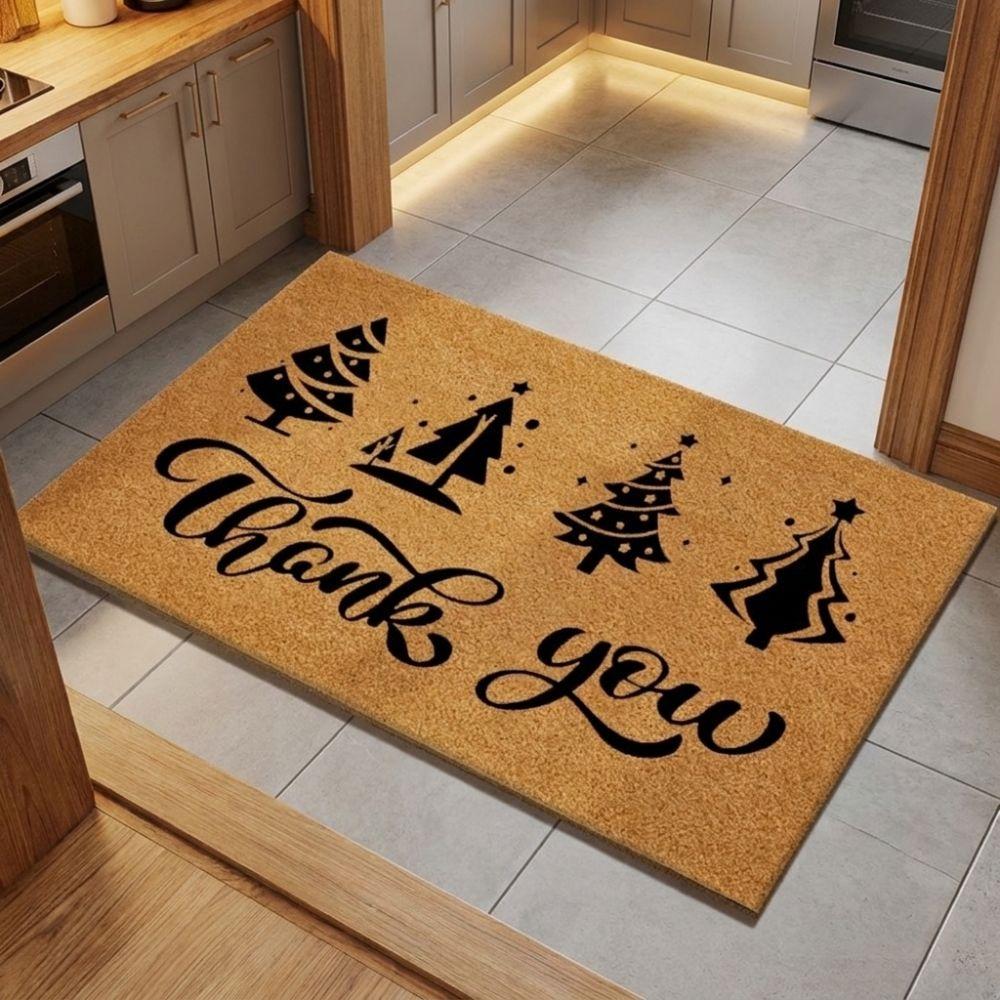 Cartoon Pattern Christmas Floor Mat Anti-Slip Welcome Mat Seasonal Pumpkin Pattern Doormat Porch
