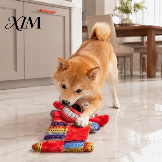 Anxiety Relief for Dogs Interactive Plush Dog Toy, Squeaky Chew Muscle Pet Chewing Toys Design, Stuffed Animal Toy Aggressive Chewers Durable