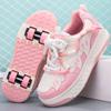 Boys Four -wheel Sports Boots Wheel Skate Can Remove Student Skate Shoes Sports Shoes Shoes with Wheels for Girls