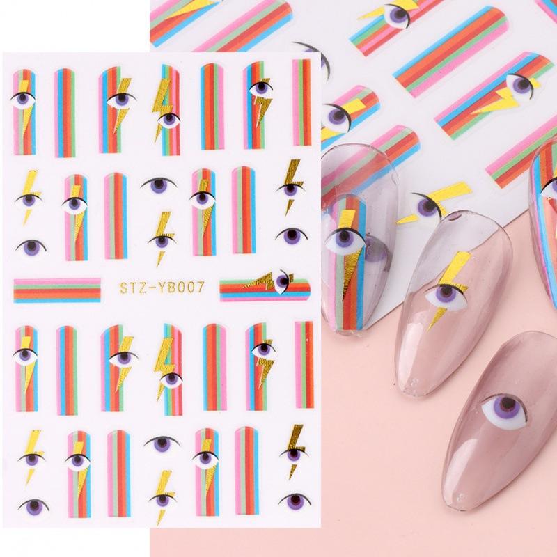 Fashion Marbling Pattern 3D Nail Art Decal Summer Gel Polish Sticker Geometry Manicure Decoration