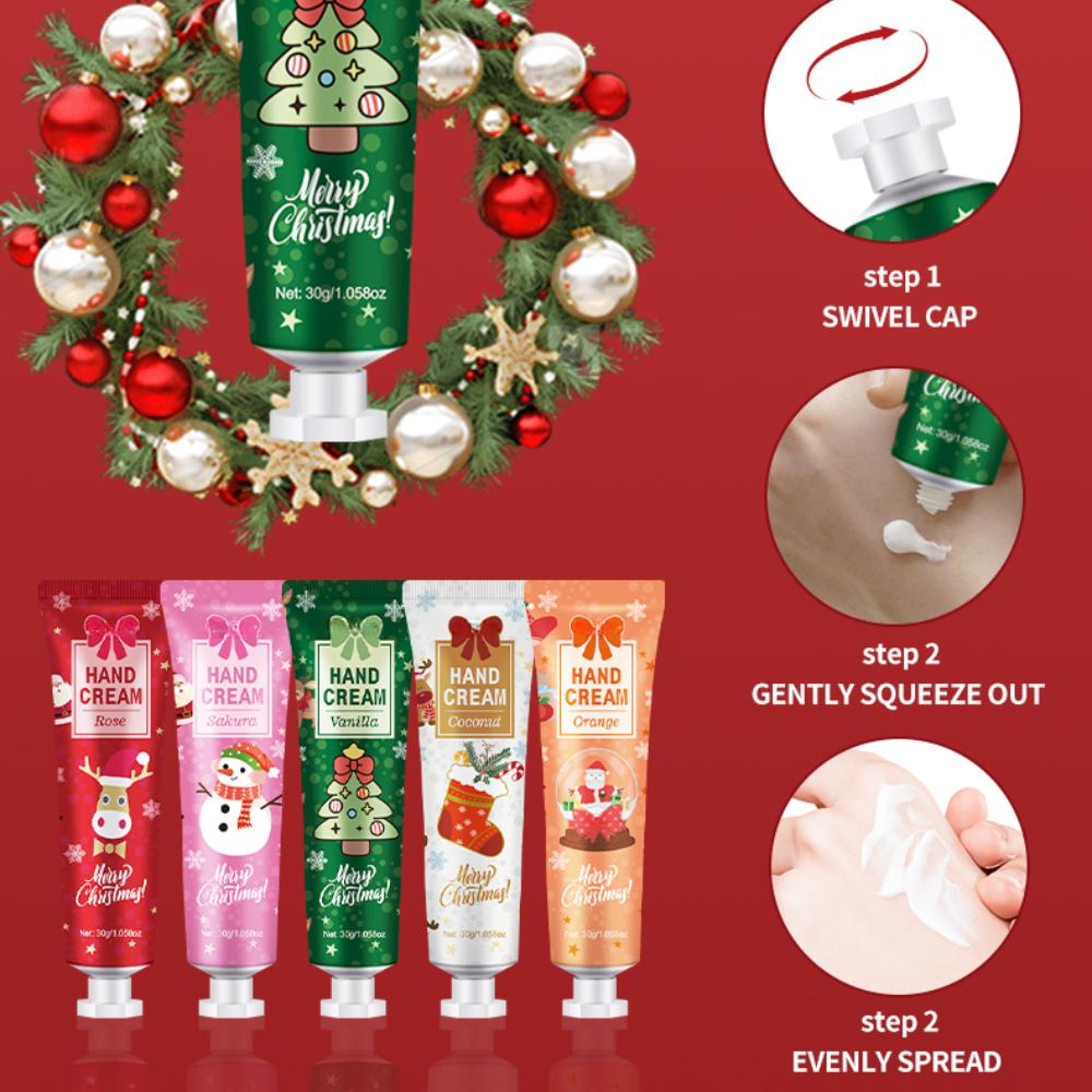 Рождественский подарок 5/коробка набор кремов для рук, кремовая текстура, дорожная упаковка крема для рук, прочный увлажняющий крем-30 г/шт. Подарок для женщин