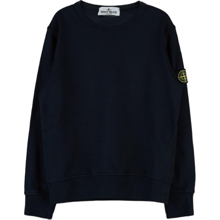 STONE ISLAND Толстовка с логотипом, круглый вырез, длинный рукав, детские топы, темно-синий, 781661340-V0020