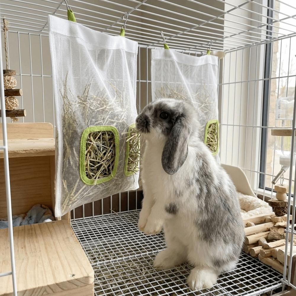 Leak-Proof Rabbit Hay Bag Large Capacity Pet Feeding Bag Hay Pouch Hanging Hay Feeder Indoor