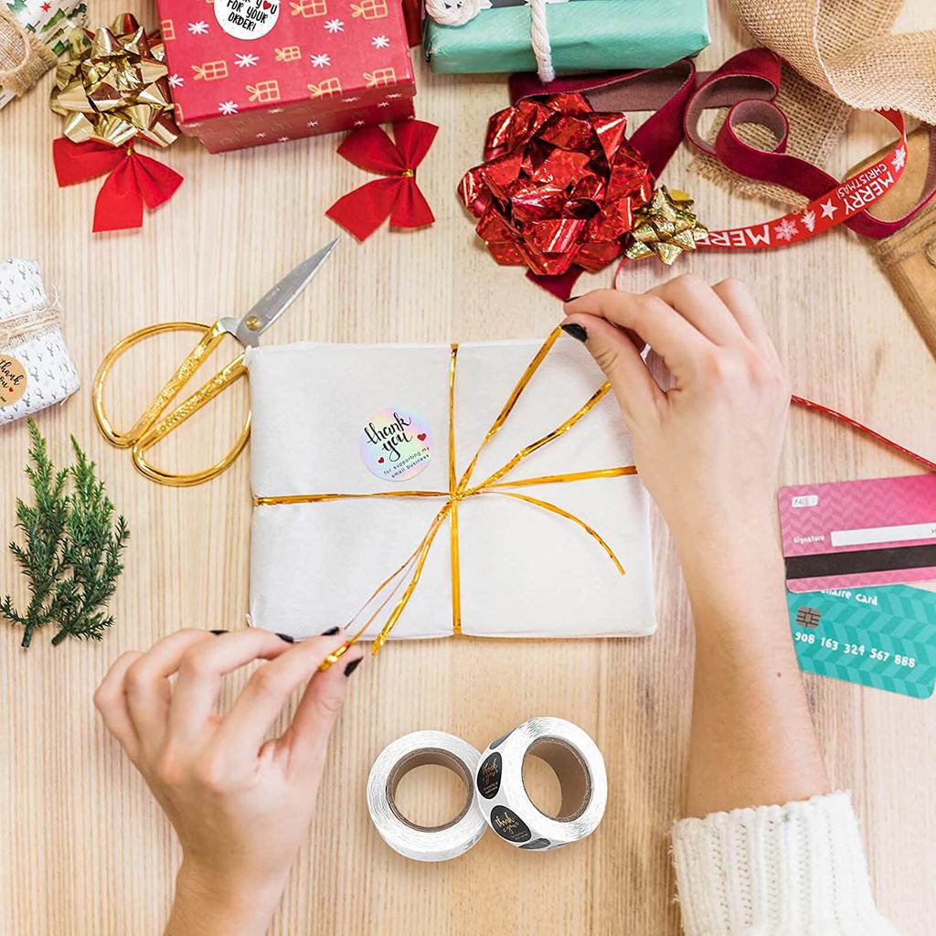 500 шт. Наклейки «Спасибо» для этикеток с печатью, круглые цветочные многоцветные этикетки, наклейки ручной работы, канцелярские наклейки