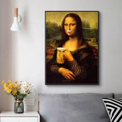 Пародия весело Мона Лиза пьет пиво Холст Картина Плакаты и принт Quadro Настенная картина для гостиной Cuadros Домашний декор