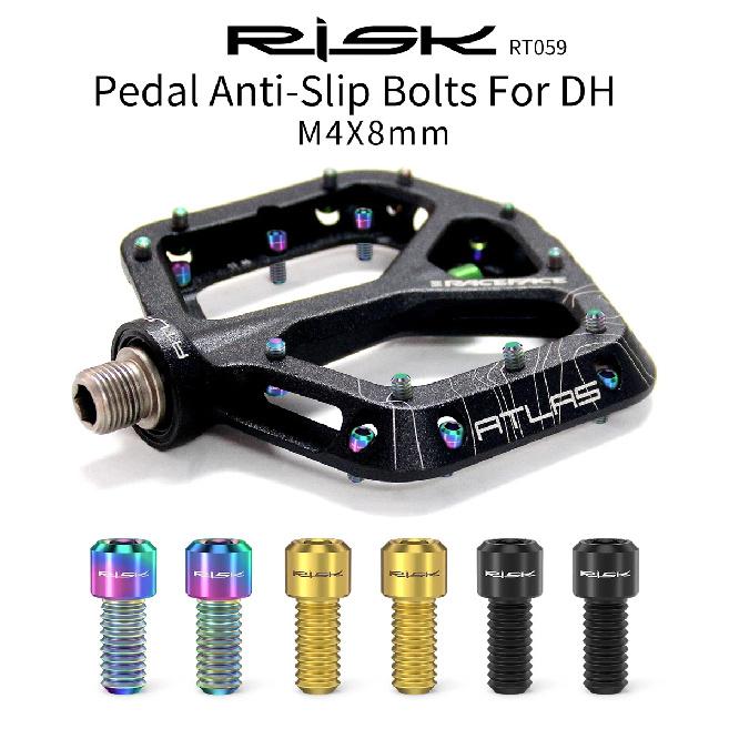 8Pcs M4x8mm TC4 Titanium Alloy MTB Pedal Screws Anti-Slip Bolts for XC AM DH Downhill Bike New