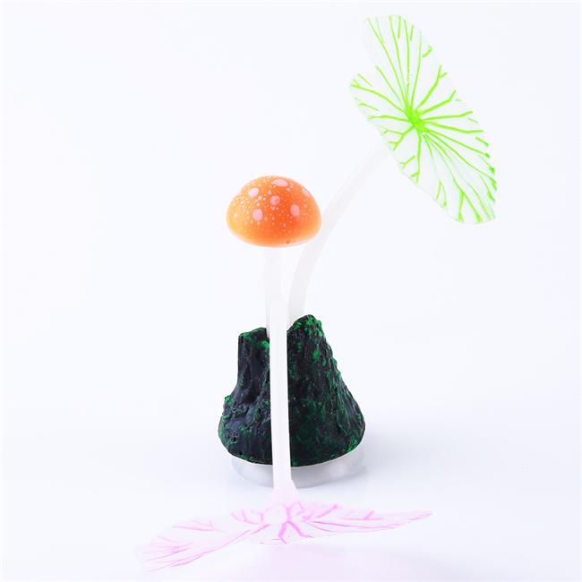 Искусственный коралловый риф силикагелевые светящиеся грибы листья 32*9см для декора в аквариум