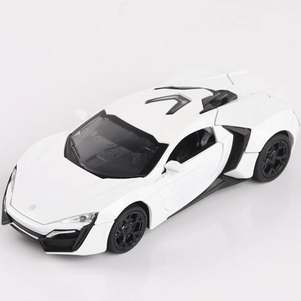 1:32 Scale Lykan Mode Toy Sports Cars Alloy Diecast Sound Light 4 Doors Opened Sound Light Pull Back Supercar Models Child Gifts