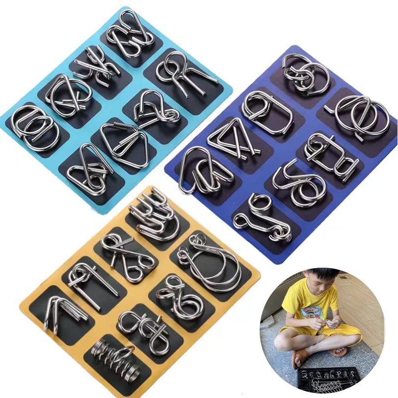 Детский набор развивающих игрушек Головоломка «Девять связанных колец», Подарок-головоломка, Полный набор разблокируемых колец, Восемь штук, Замок Лу Баня